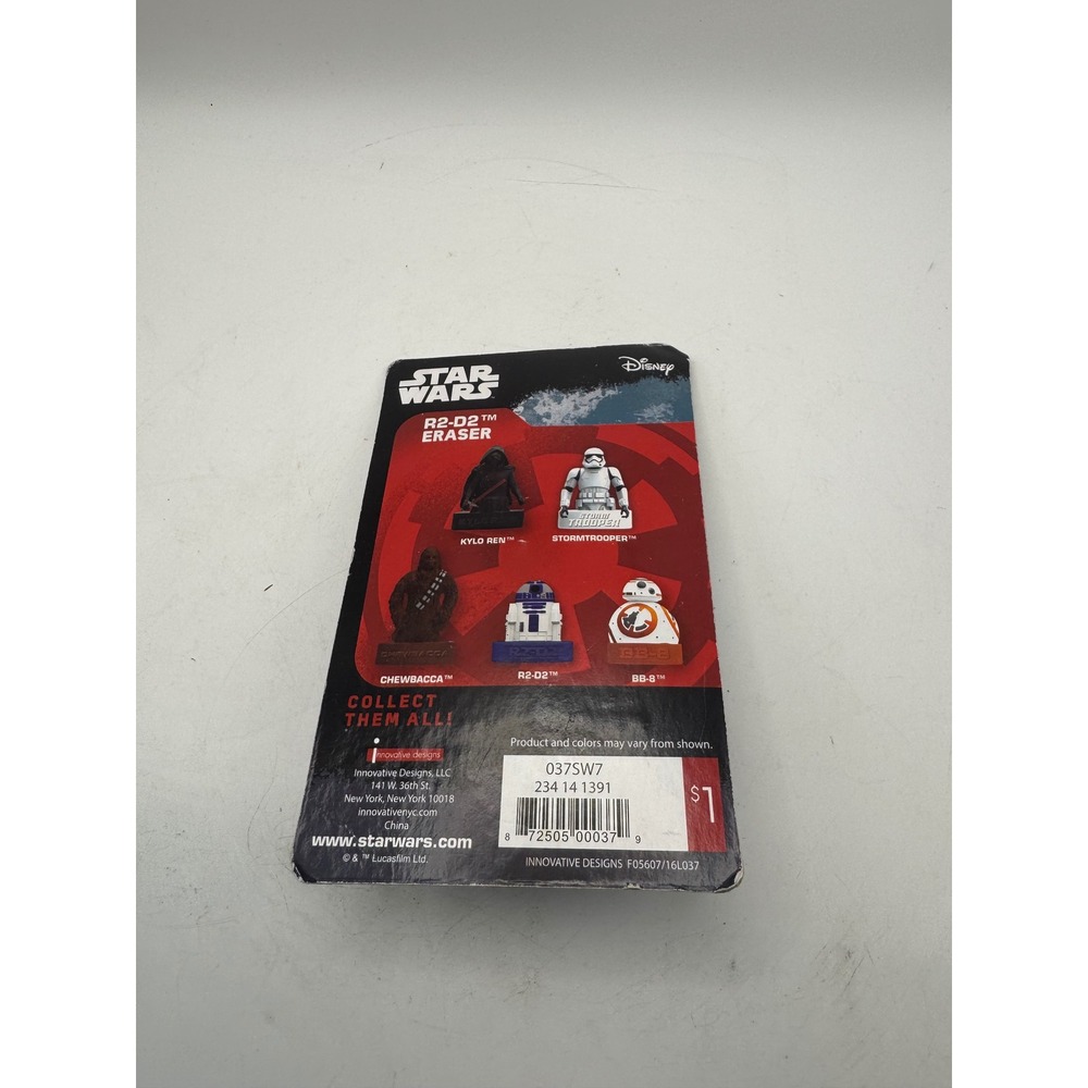 Star Wars R2D2 Eraser Topper New on Card - Picture 3 of 3